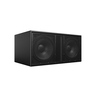 Subwoofer profesional Blaze Audio BL218SSi cu două drivere de 18”, vedere frontală și laterală