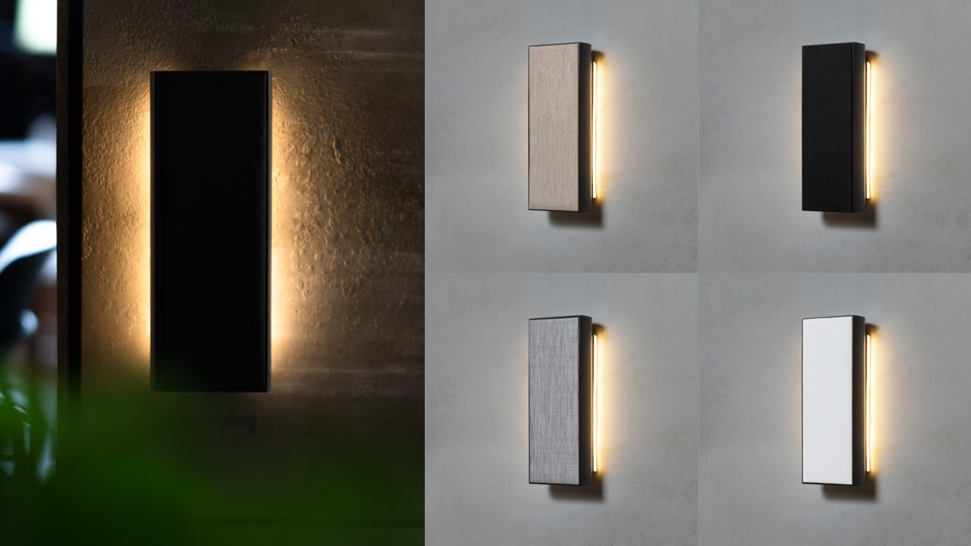 Boxă Magna Audio Outline și opțiuni de customizare, cu finisaje premium din aluminiu, culori personalizabile și iluminat LED integrat pentru proiecte audio arhitecturale high-end.