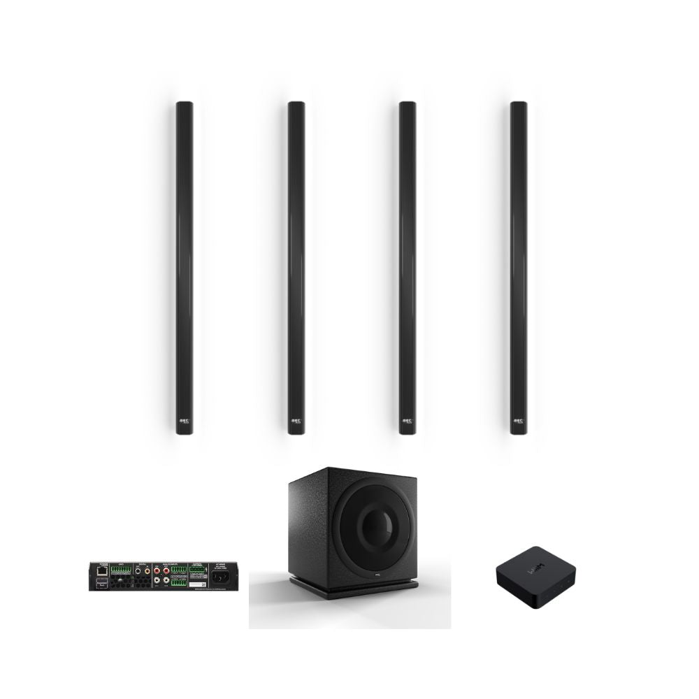 Pachet sonorizare ambientală – până la 100 m² – boxe ultra-subțiri – Bec Akustik