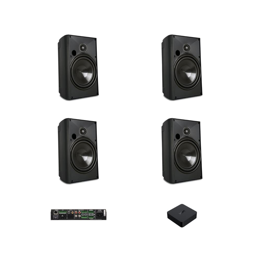 Pachet de sonorizare Proficient cu 4 boxe pe perete, amplificator și streamer
