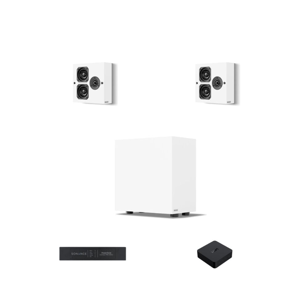 Pachet de sonorizare Artcoustic cu 2 boxe compacte, subwoofer, amplificator și streamer